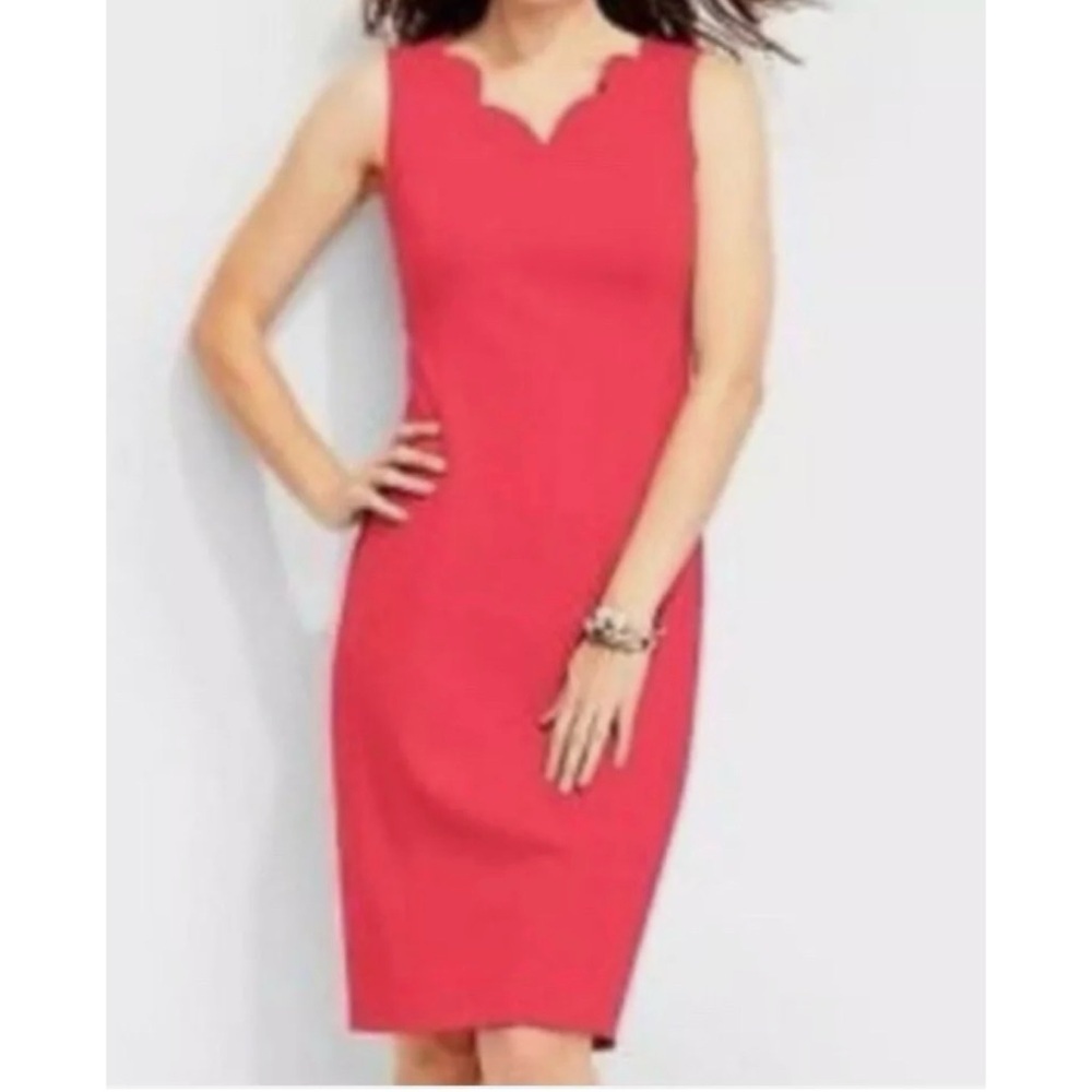 NWT Talbots Scallop V-Neck Sheath Dress women’s plus size 22W coral pink new